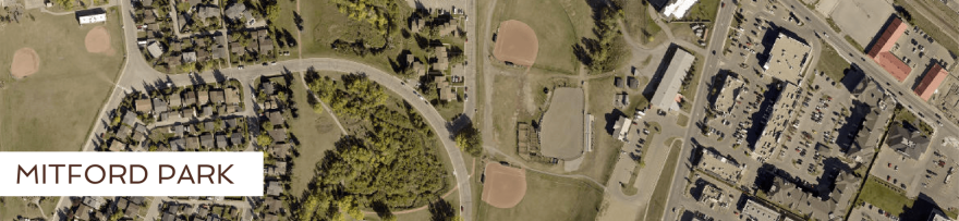 Aerial view of Mitford Park.