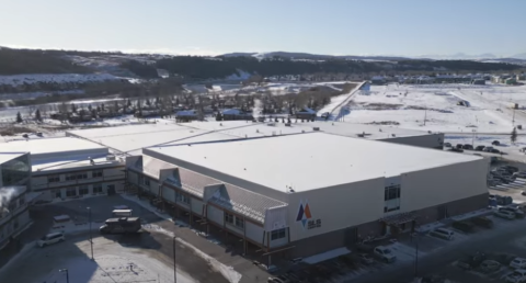 Aerial view of the SLS Centre in winter 